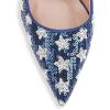 imageFSJ Women Bridal Pointed Toe Chunky Block High Heel Crystal Pumps Slip on Wedding Thick Comfort Evening Dress Shoes Size 415 USFlag