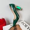 imageFSJ Women Bridal Pointed Toe Chunky Block High Heel Crystal Pumps Slip on Wedding Thick Comfort Evening Dress Shoes Size 415 USForest Green