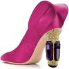 imageFSJ Women Bridal Pointed Toe Chunky Block High Heel Crystal Pumps Slip on Wedding Thick Comfort Evening Dress Shoes Size 415 USFuchsia