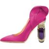 imageFSJ Women Bridal Pointed Toe Chunky Block High Heel Crystal Pumps Slip on Wedding Thick Comfort Evening Dress Shoes Size 415 USFuchsia