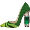 imageFSJ Women Bridal Pointed Toe Chunky Block High Heel Crystal Pumps Slip on Wedding Thick Comfort Evening Dress Shoes Size 415 USGreenrainbow