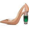 imageFSJ Women Bridal Pointed Toe Chunky Block High Heel Crystal Pumps Slip on Wedding Thick Comfort Evening Dress Shoes Size 415 USNude Pvc