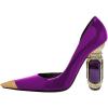 imageFSJ Women Bridal Pointed Toe Chunky Block High Heel Crystal Pumps Slip on Wedding Thick Comfort Evening Dress Shoes Size 415 USPurple