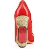 imageFSJ Women Bridal Pointed Toe Chunky Block High Heel Crystal Pumps Slip on Wedding Thick Comfort Evening Dress Shoes Size 415 USRed