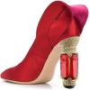 imageFSJ Women Bridal Pointed Toe Chunky Block High Heel Crystal Pumps Slip on Wedding Thick Comfort Evening Dress Shoes Size 415 USRed Floral