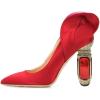 imageFSJ Women Bridal Pointed Toe Chunky Block High Heel Crystal Pumps Slip on Wedding Thick Comfort Evening Dress Shoes Size 415 USRed Floral