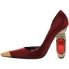 imageFSJ Women Bridal Pointed Toe Chunky Block High Heel Crystal Pumps Slip on Wedding Thick Comfort Evening Dress Shoes Size 415 USRed Patent