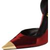 imageFSJ Women Bridal Pointed Toe Chunky Block High Heel Crystal Pumps Slip on Wedding Thick Comfort Evening Dress Shoes Size 415 USRed Patent