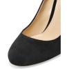 imageFSJ Women Classic Chunky High Heel Closed Round Almond Toe Slip On Formal Office Pumps Size 415 USBlackround Toe