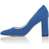 imageFSJ Women Classic Chunky High Heel Closed Round Almond Toe Slip On Formal Office Pumps Size 415 USBluealmond Toe