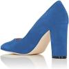 imageFSJ Women Classic Chunky High Heel Closed Round Almond Toe Slip On Formal Office Pumps Size 415 USBluealmond Toe