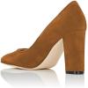 imageFSJ Women Classic Chunky High Heel Closed Round Almond Toe Slip On Formal Office Pumps Size 415 USBrownalmond Toe