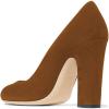 imageFSJ Women Classic Chunky High Heel Closed Round Almond Toe Slip On Formal Office Pumps Size 415 USBrownround Toe
