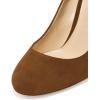 imageFSJ Women Classic Chunky High Heel Closed Round Almond Toe Slip On Formal Office Pumps Size 415 USBrownround Toe