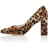 imageFSJ Women Classic Chunky High Heel Closed Round Almond Toe Slip On Formal Office Pumps Size 415 USLeopardalmond Toe