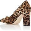 imageFSJ Women Classic Chunky High Heel Closed Round Almond Toe Slip On Formal Office Pumps Size 415 USLeopardalmond Toe