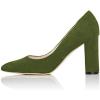 imageFSJ Women Classic Chunky High Heel Closed Round Almond Toe Slip On Formal Office Pumps Size 415 USOlive Greenalmond Toe