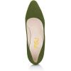 imageFSJ Women Classic Chunky High Heel Closed Round Almond Toe Slip On Formal Office Pumps Size 415 USOlive Greenalmond Toe
