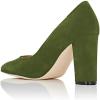 imageFSJ Women Classic Chunky High Heel Closed Round Almond Toe Slip On Formal Office Pumps Size 415 USOlive Greenalmond Toe