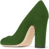 imageFSJ Women Classic Chunky High Heel Closed Round Almond Toe Slip On Formal Office Pumps Size 415 USOlive Greenround Toe