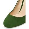 imageFSJ Women Classic Chunky High Heel Closed Round Almond Toe Slip On Formal Office Pumps Size 415 USOlive Greenround Toe