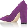 imageFSJ Women Classic Chunky High Heel Closed Round Almond Toe Slip On Formal Office Pumps Size 415 USPurplealmond Toe