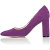 imageFSJ Women Classic Chunky High Heel Closed Round Almond Toe Slip On Formal Office Pumps Size 415 USPurplealmond Toe