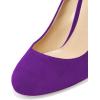 imageFSJ Women Classic Chunky High Heel Closed Round Almond Toe Slip On Formal Office Pumps Size 415 USPurpleround Toe