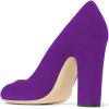 imageFSJ Women Classic Chunky High Heel Closed Round Almond Toe Slip On Formal Office Pumps Size 415 USPurpleround Toe
