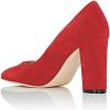 imageFSJ Women Classic Chunky High Heel Closed Round Almond Toe Slip On Formal Office Pumps Size 415 USRedalmond Toe