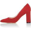 imageFSJ Women Classic Chunky High Heel Closed Round Almond Toe Slip On Formal Office Pumps Size 415 USRedalmond Toe