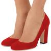 imageFSJ Women Classic Chunky High Heel Closed Round Almond Toe Slip On Formal Office Pumps Size 415 USRedround Toe