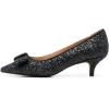 imageFSJ Women Comfy Pointed Toe Bows Pumps Kitten Heel Slip On Party Dress Office Daily Ladies Shoes Size 415 USBlack Glitter