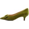 imageFSJ Women Comfy Pointed Toe Bows Pumps Kitten Heel Slip On Party Dress Office Daily Ladies Shoes Size 415 USOlive Velvet