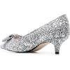 imageFSJ Women Comfy Pointed Toe Bows Pumps Kitten Heel Slip On Party Dress Office Daily Ladies Shoes Size 415 USSilver Glitter
