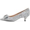 imageFSJ Women Comfy Pointed Toe Bows Pumps Kitten Heel Slip On Party Dress Office Daily Ladies Shoes Size 415 USSilver Glitter