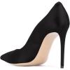 imageFSJ Women Elegant Satin High Heels Pumps Pointed Toe Stilettos Slip On Formal Shoes Size 415 USBlack
