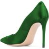 imageFSJ Women Elegant Satin High Heels Pumps Pointed Toe Stilettos Slip On Formal Shoes Size 415 USGreen