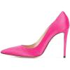 imageFSJ Women Elegant Satin High Heels Pumps Pointed Toe Stilettos Slip On Formal Shoes Size 415 USHot Pink
