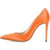 imageFSJ Women Elegant Satin High Heels Pumps Pointed Toe Stilettos Slip On Formal Shoes Size 415 USOrange
