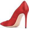 imageFSJ Women Elegant Satin High Heels Pumps Pointed Toe Stilettos Slip On Formal Shoes Size 415 USRed