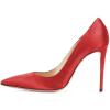 imageFSJ Women Elegant Satin High Heels Pumps Pointed Toe Stilettos Slip On Formal Shoes Size 415 USRed