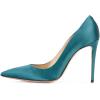 imageFSJ Women Elegant Satin High Heels Pumps Pointed Toe Stilettos Slip On Formal Shoes Size 415 USTurquoise