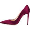 imageFSJ Women Elegant Satin High Heels Pumps Pointed Toe Stilettos Slip On Formal Shoes Size 415 USWine
