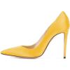 imageFSJ Women Elegant Satin High Heels Pumps Pointed Toe Stilettos Slip On Formal Shoes Size 415 USYellow