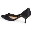 imageFSJ Women Low Kitten Heels Pointed Toe Slip on Pumps DOrsay Pleated Satin Evening Party Dress Office Shoes Size 415 USBlack