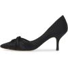 imageFSJ Women Low Kitten Heels Pointed Toe Slip on Pumps DOrsay Pleated Satin Evening Party Dress Office Shoes Size 415 USBlack
