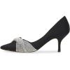 imageFSJ Women Low Kitten Heels Pointed Toe Slip on Pumps DOrsay Pleated Satin Evening Party Dress Office Shoes Size 415 USBlackmesh