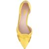 imageFSJ Women Low Kitten Heels Pointed Toe Slip on Pumps DOrsay Pleated Satin Evening Party Dress Office Shoes Size 415 USBright Yellow