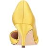 imageFSJ Women Low Kitten Heels Pointed Toe Slip on Pumps DOrsay Pleated Satin Evening Party Dress Office Shoes Size 415 USBright Yellow